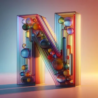 Colored glass — letter N