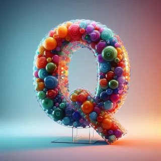 Colored glass — letter Q