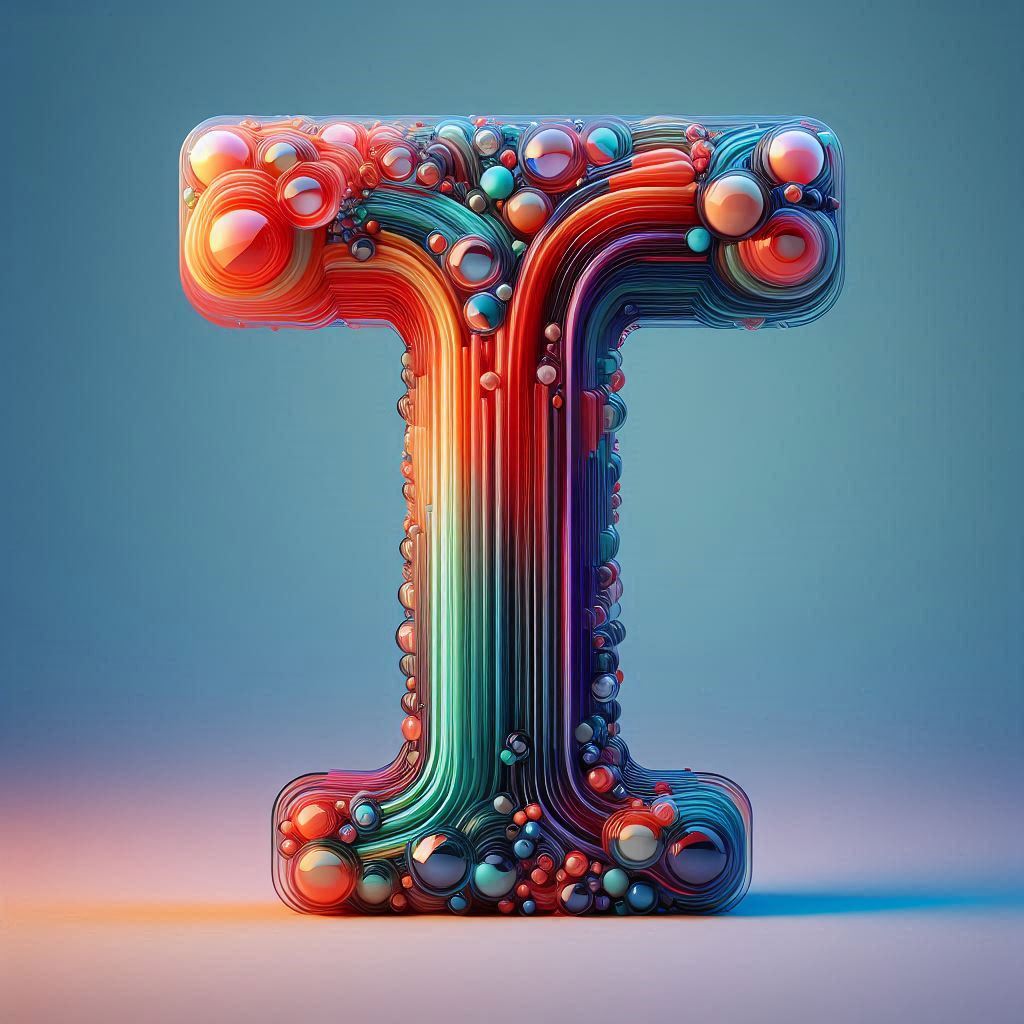 Colored glass — letter T