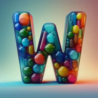 Colored glass — letter W