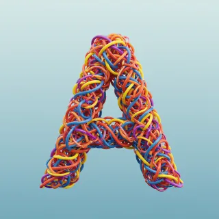 Colored ribbons — letter A (variant 2)