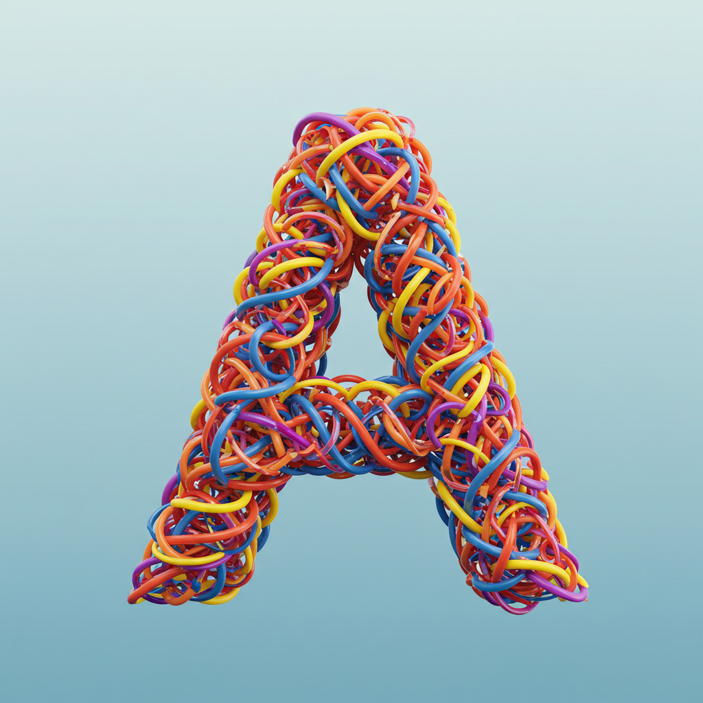 Colored ribbons — letter A (variant 2)