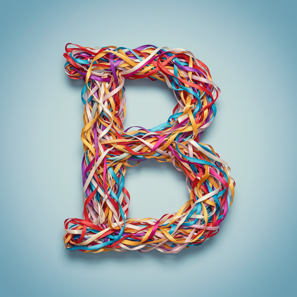 Colored ribbons — letter B