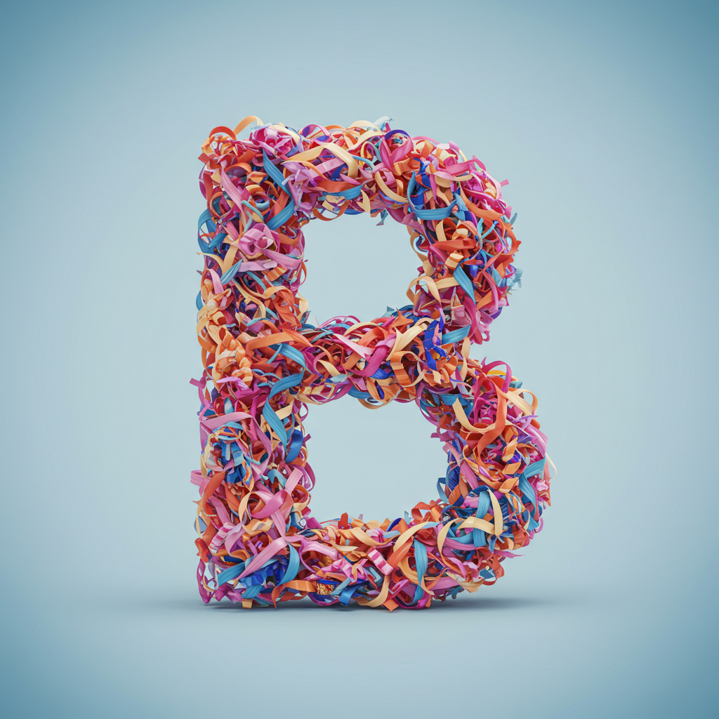 Colored ribbons — letter B (variant 2)
