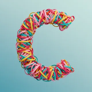 Colored ribbons — letter C