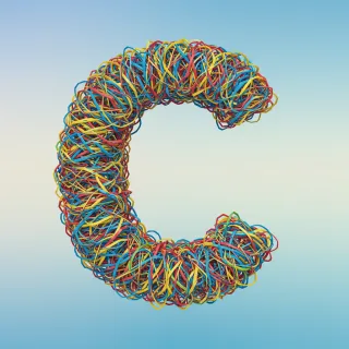 Colored ribbons — letter C (variant 2)