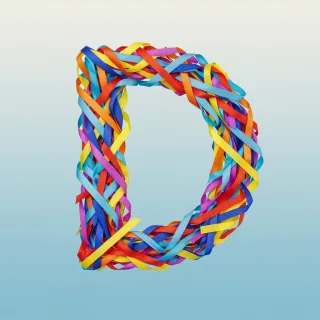 Colored ribbons — letter D (variant 2)