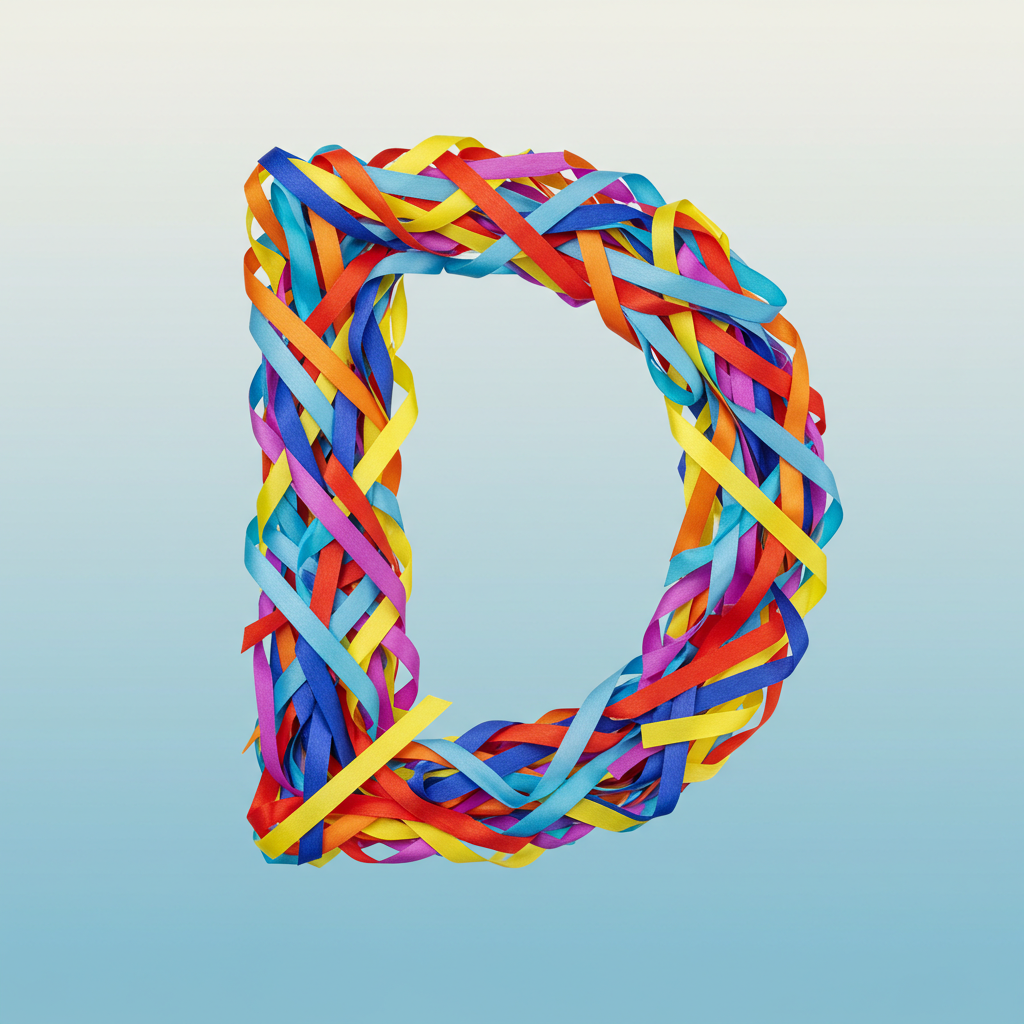 Colored ribbons — letter D (variant 2)