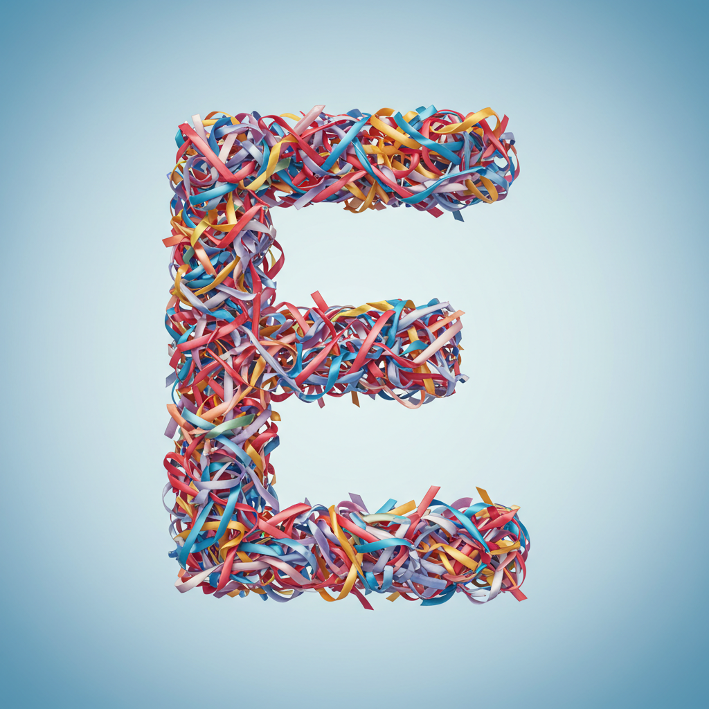Colored ribbons — letter E