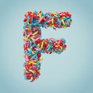 Colored ribbons — letter F