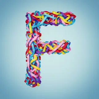 Colored ribbons — letter F (variant 2)