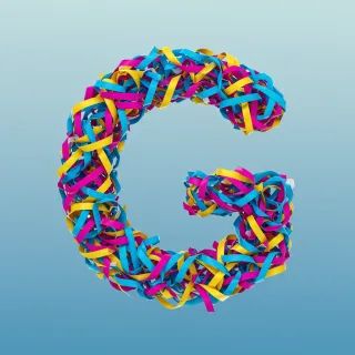 Colored ribbons — letter G