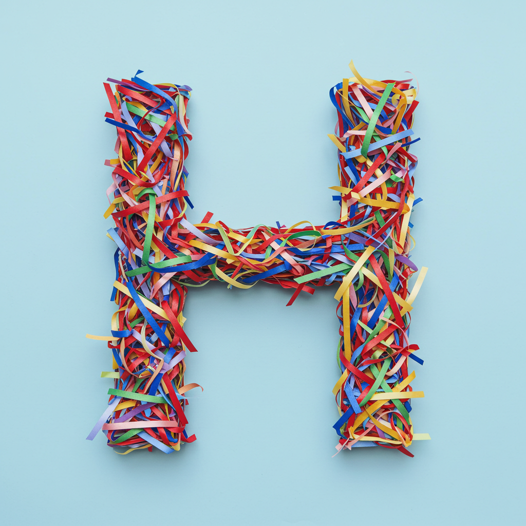 Colored ribbons — letter H