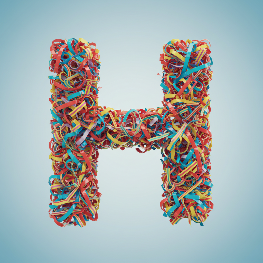 Colored ribbons — letter H (variant 2)