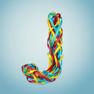 Colored ribbons — letter J