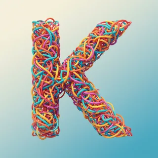 Colored ribbons — letter K (variant 2)