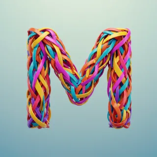 Colored ribbons — letter M