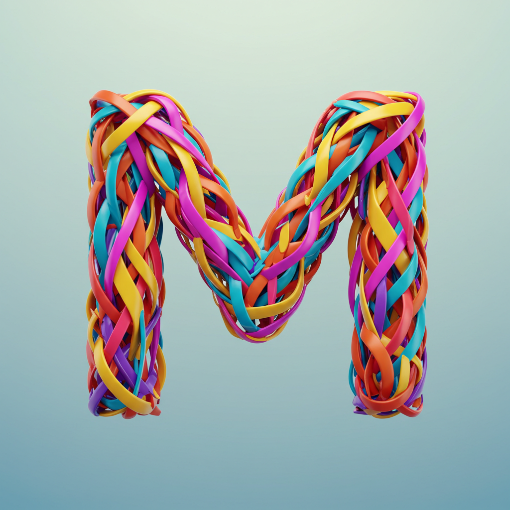 Colored ribbons — letter M