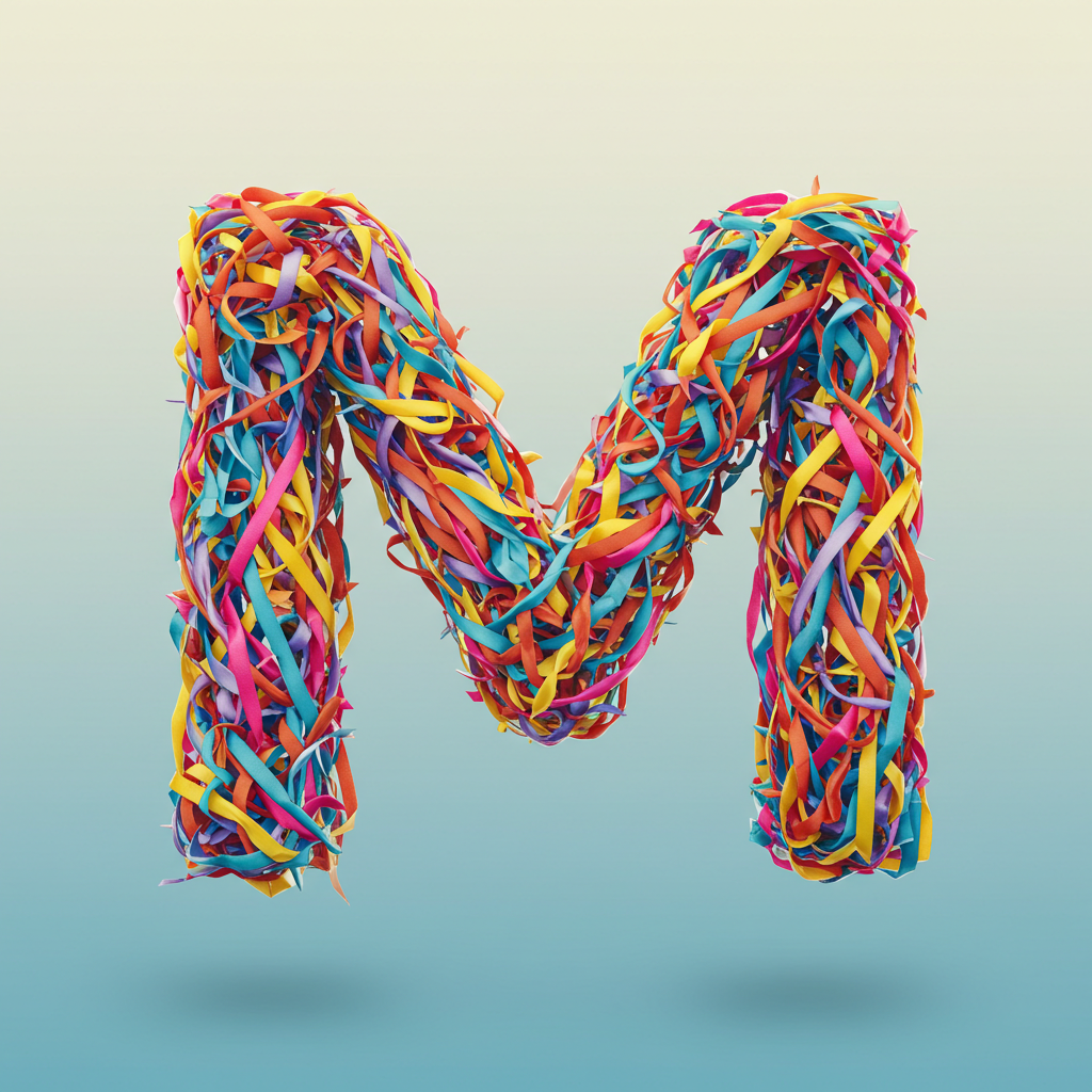 Colored ribbons — letter M (variant 2)