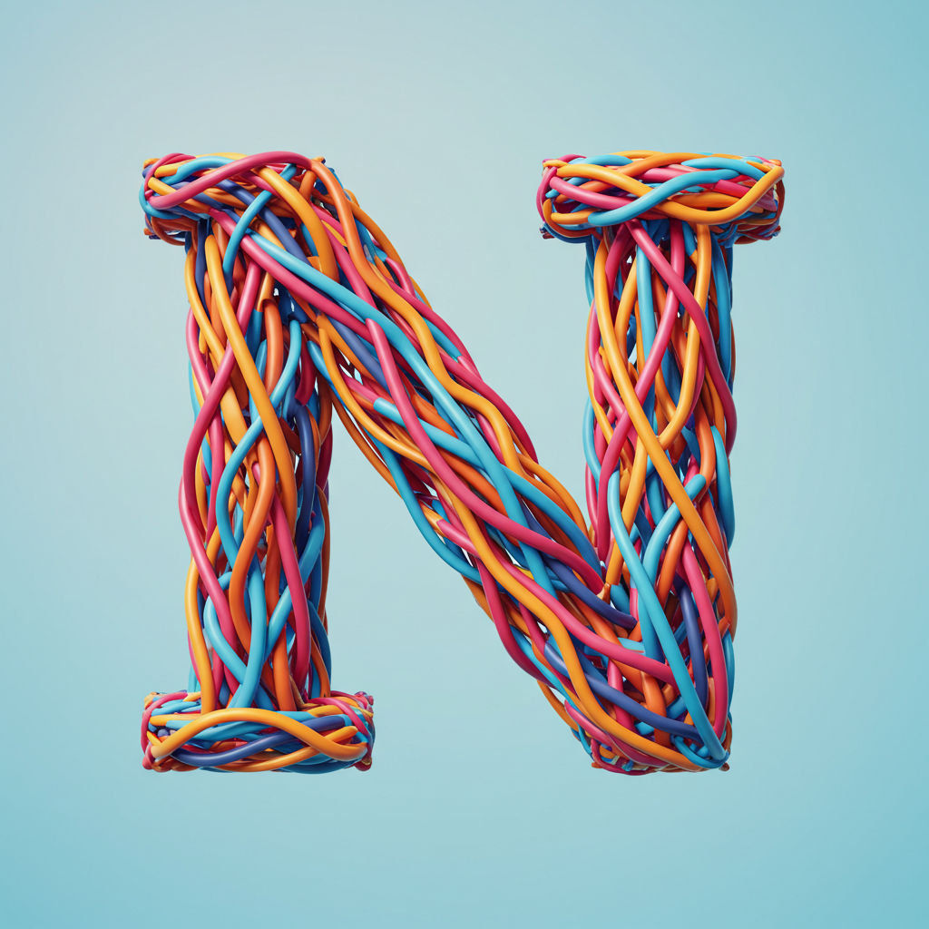 Colored ribbons — letter N (variant 2)