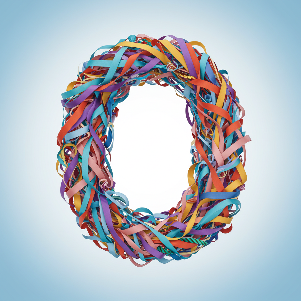 Colored ribbons — letter O (variant 2)