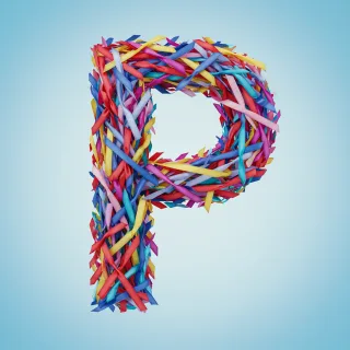 Colored ribbons — letter P