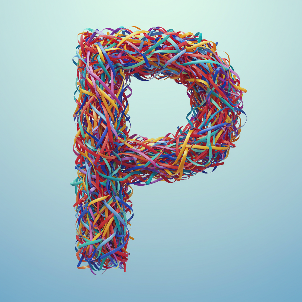 Colored ribbons — letter P (variant 2)