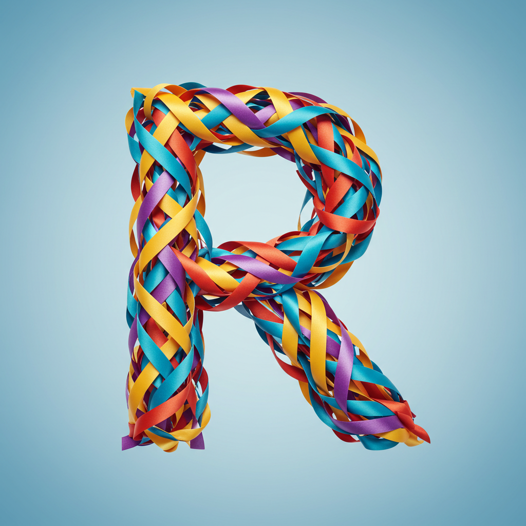 Colored ribbons — letter R (variant 2)