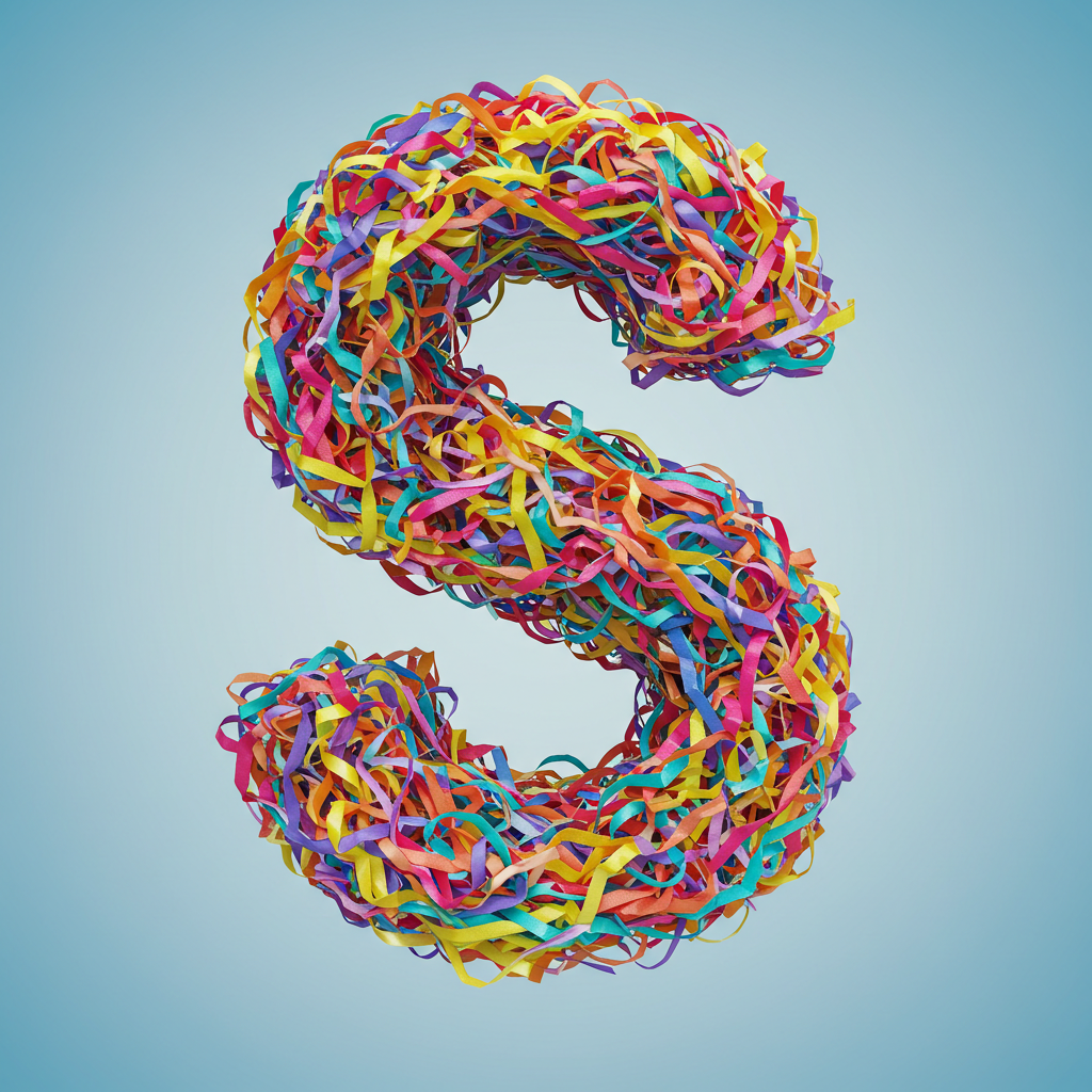 Colored ribbons — letter S (variant 2)