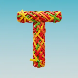 Colored ribbons — letter T