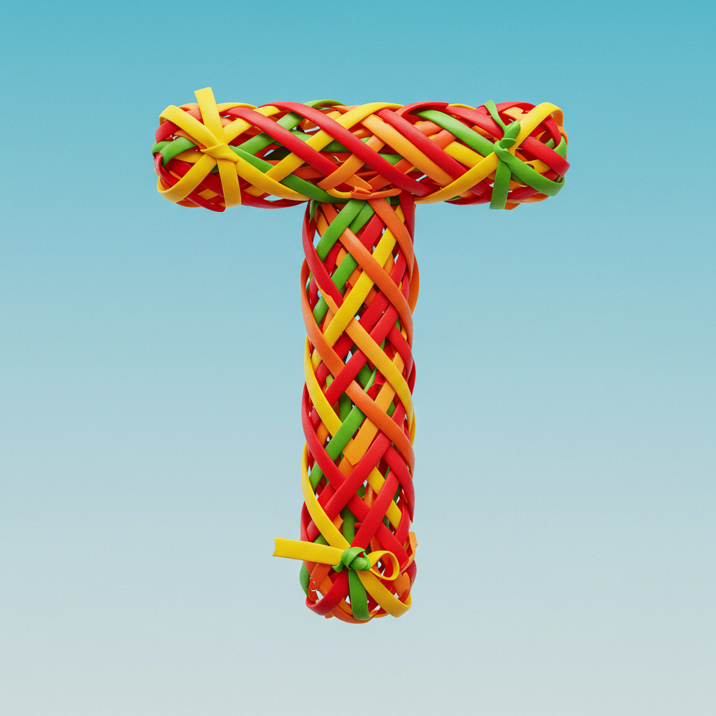 Colored ribbons — letter T