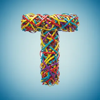 Colored ribbons — letter T (variant 2)