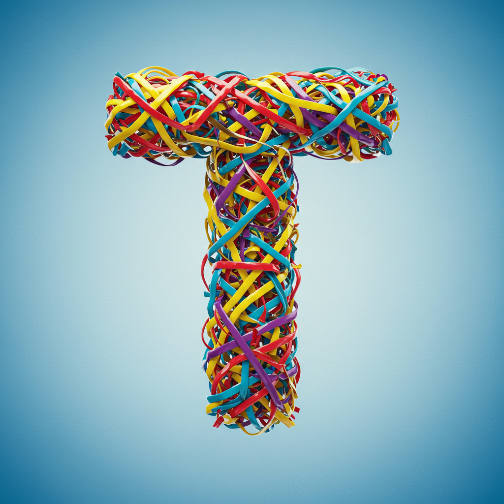 Colored ribbons — letter T (variant 2)