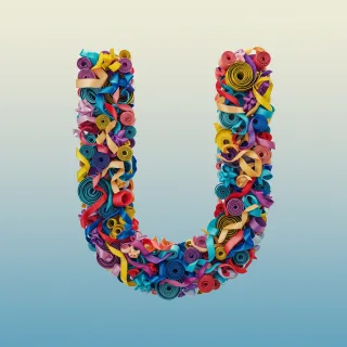 Colored ribbons — letter U