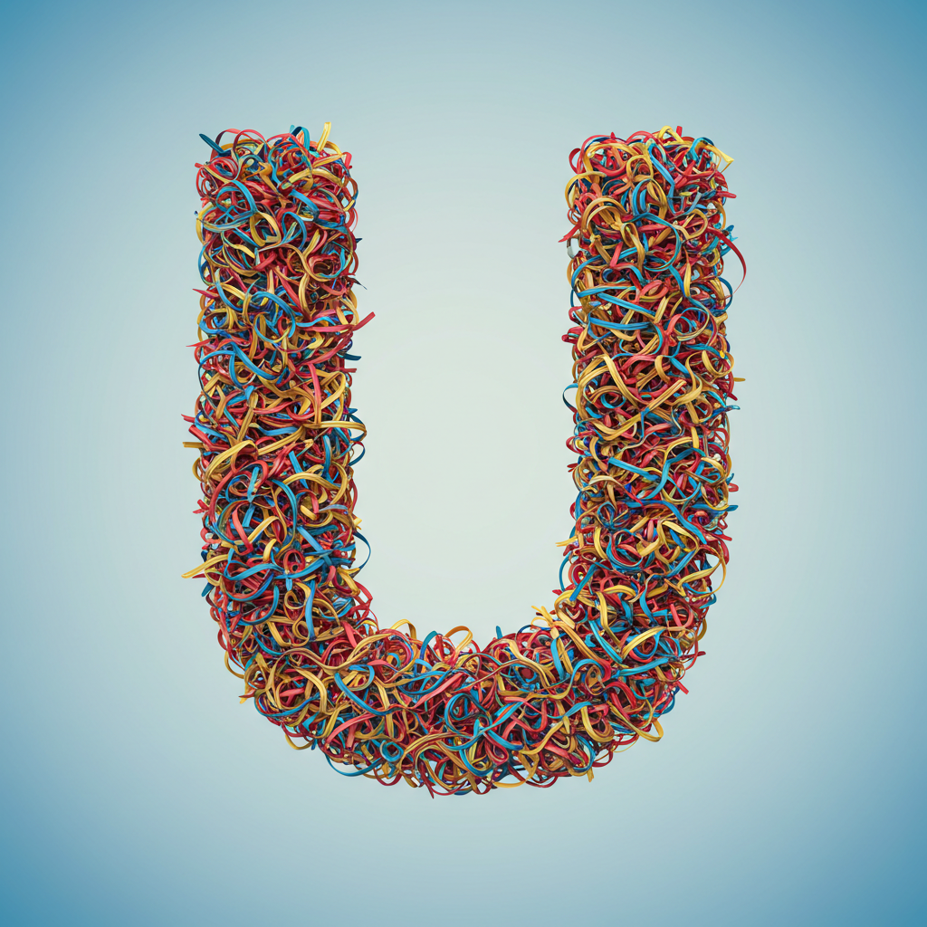 Colored ribbons — letter U (variant 2)