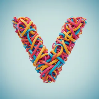 Colored ribbons — letter V (variant 2)