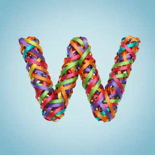 Colored ribbons — letter W