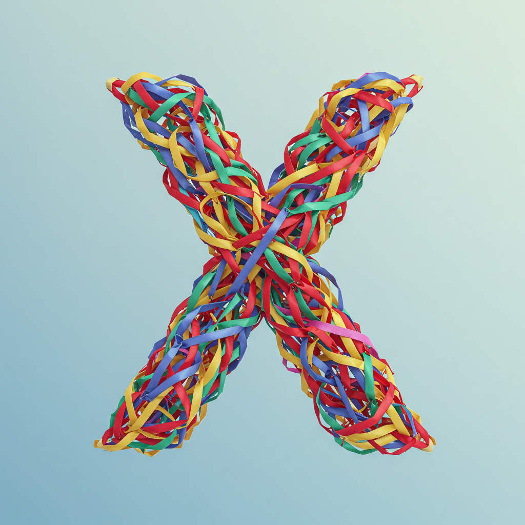 Colored ribbons — letter X