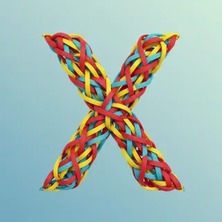 Colored ribbons — letter X (variant 2)