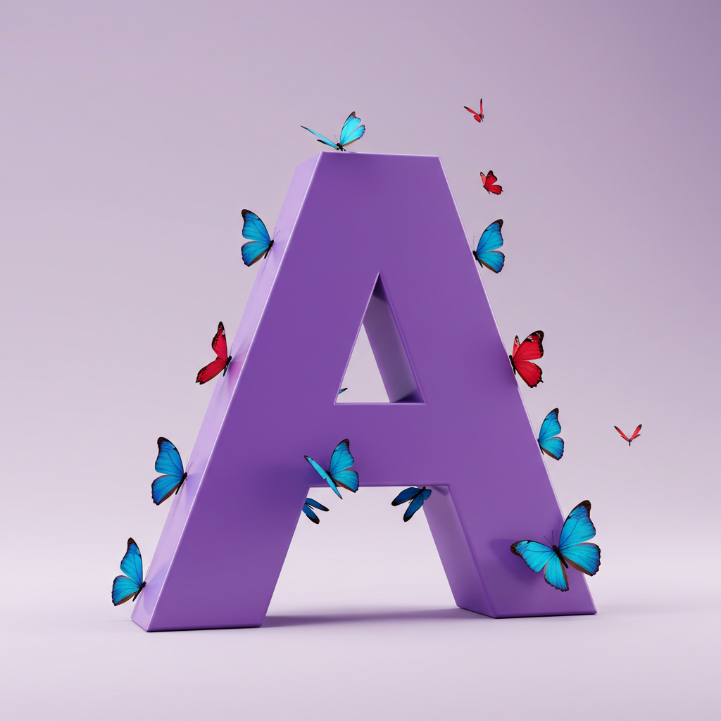Colorful butterflies — letter A