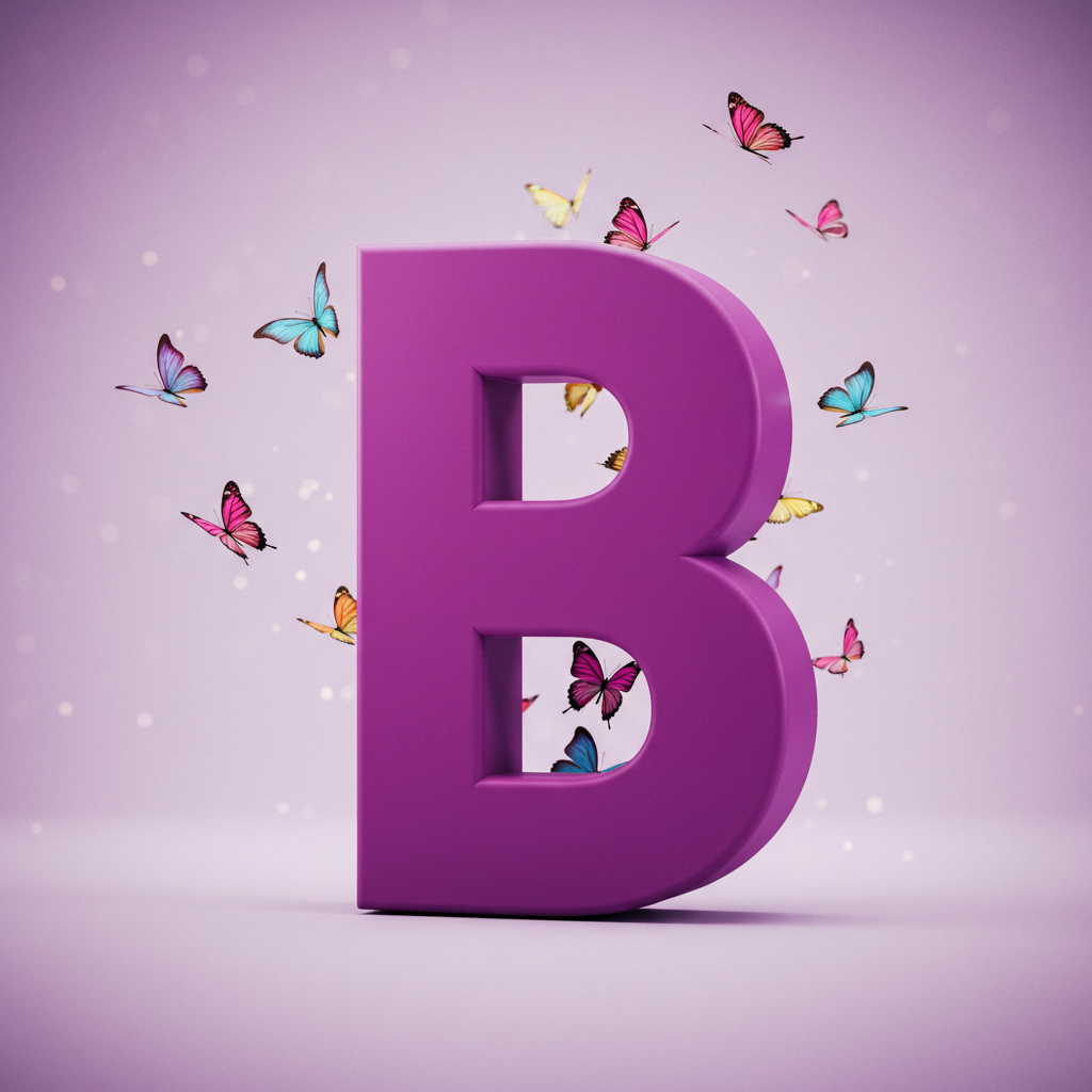 Colorful butterflies — letter B