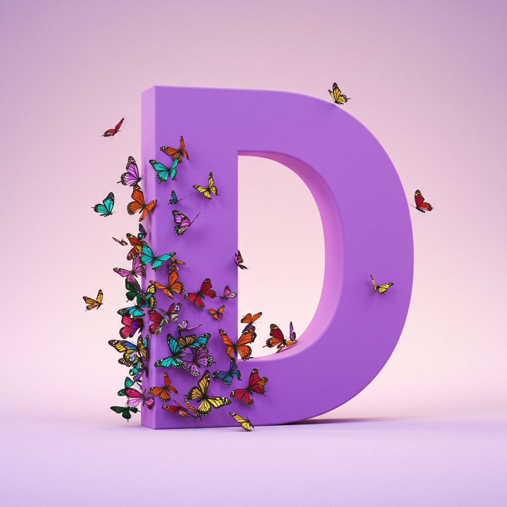 Colorful butterflies — letter D