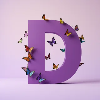 Colorful butterflies — letter D (variant 2)