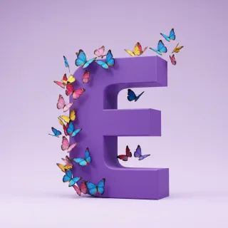 Colorful butterflies — letter E