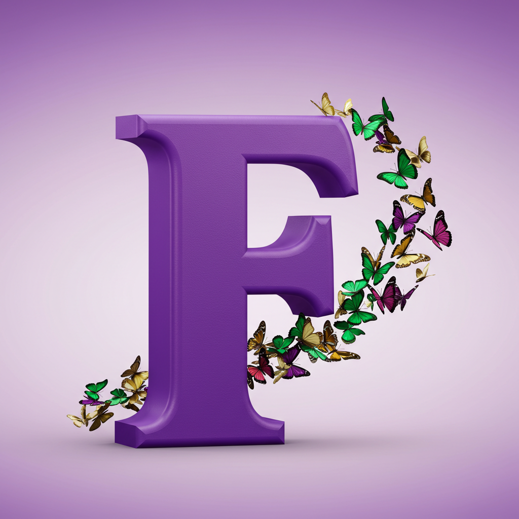 Colorful butterflies — letter F