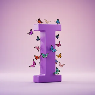 Colorful butterflies — letter I (variant 2)