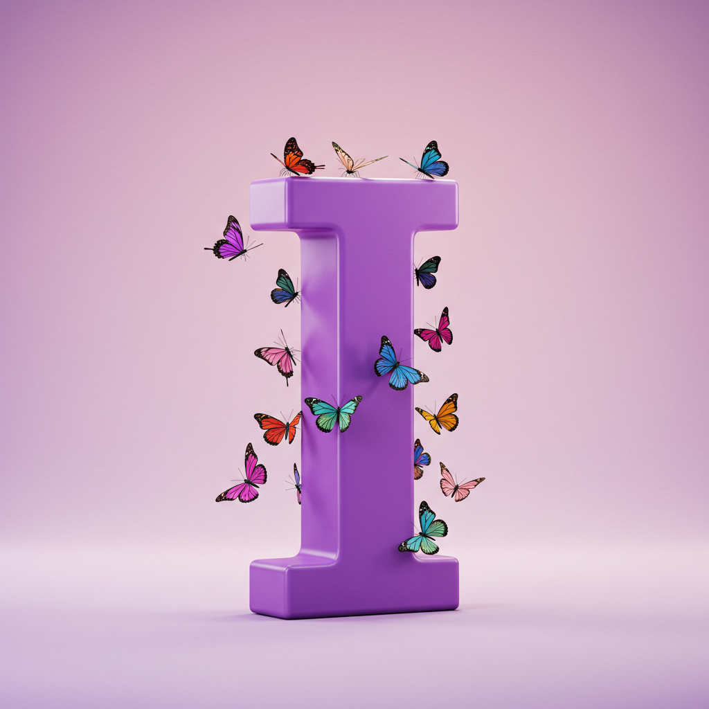 Colorful butterflies — letter I (variant 2)