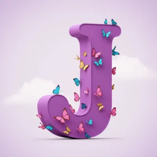 Colorful butterflies — letter J