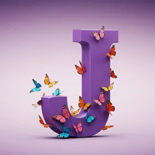 Colorful butterflies — letter J (variant 2)