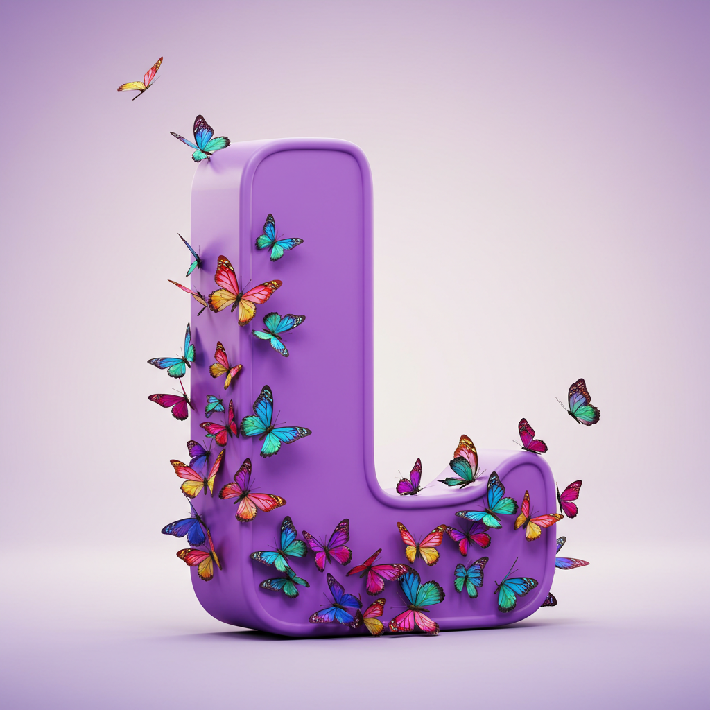 Colorful butterflies — letter L